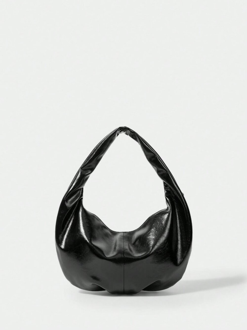 Black faux leather Casual Women's Studded Shoulder Bag - Picture 5 of 9